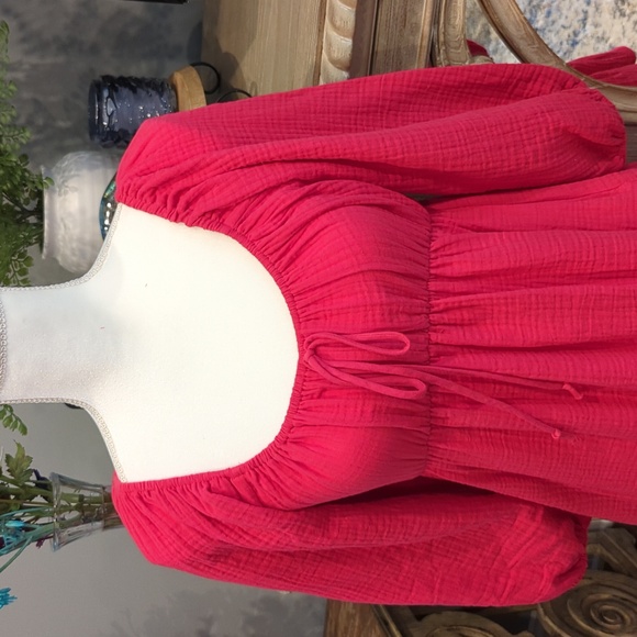 NWT Women's Boho Dress with pockets size medium fuchsia - Picture 3 of 13